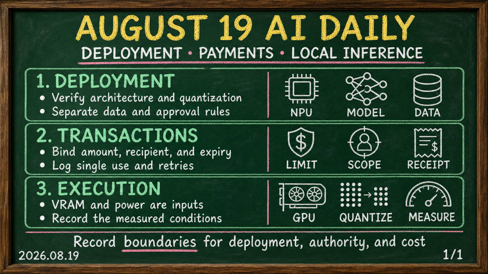 August 19, 2026 AI Daily: deployment, authorization and payment, and local inference operating boundaries